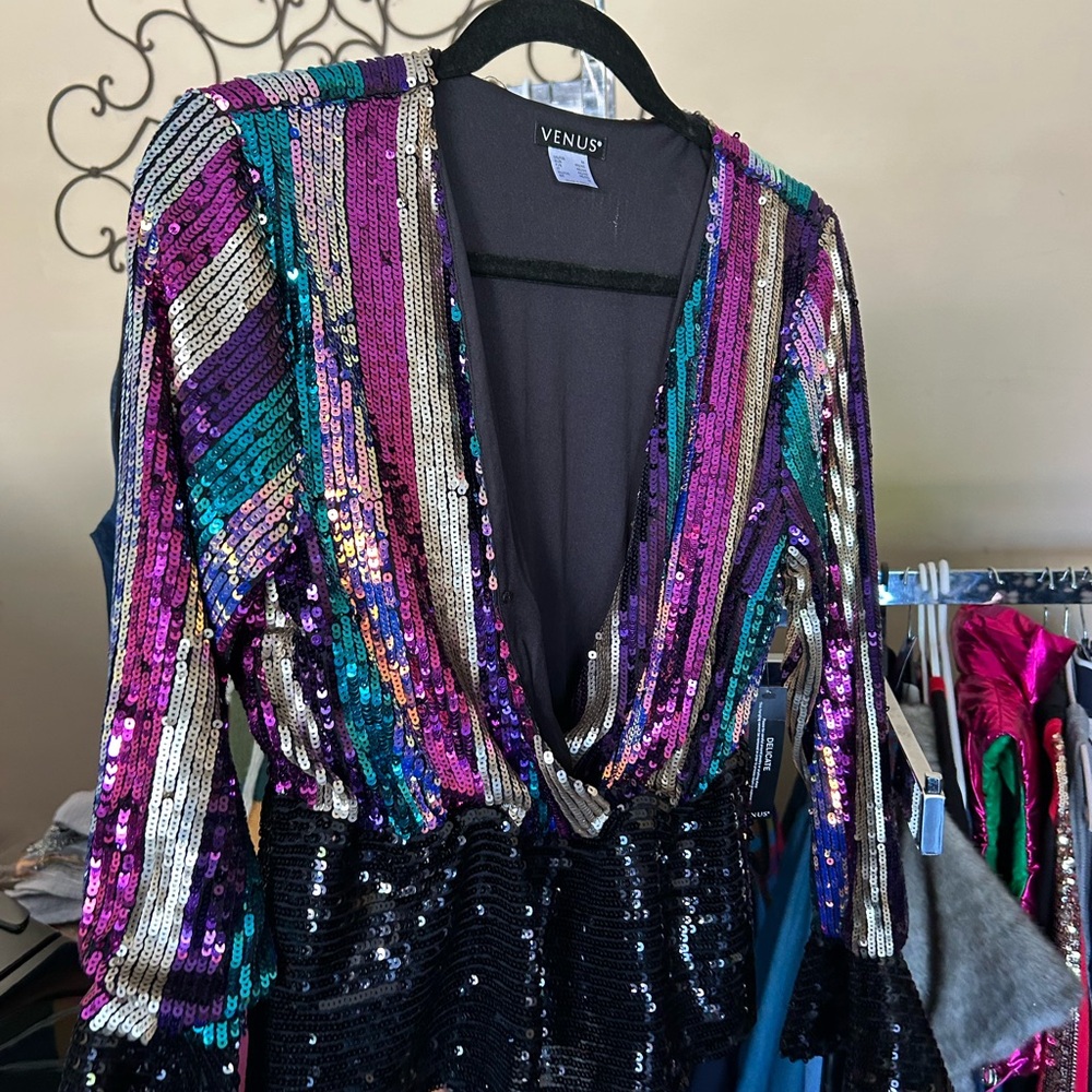 VENUS Purple and Blue Sequin Blazer